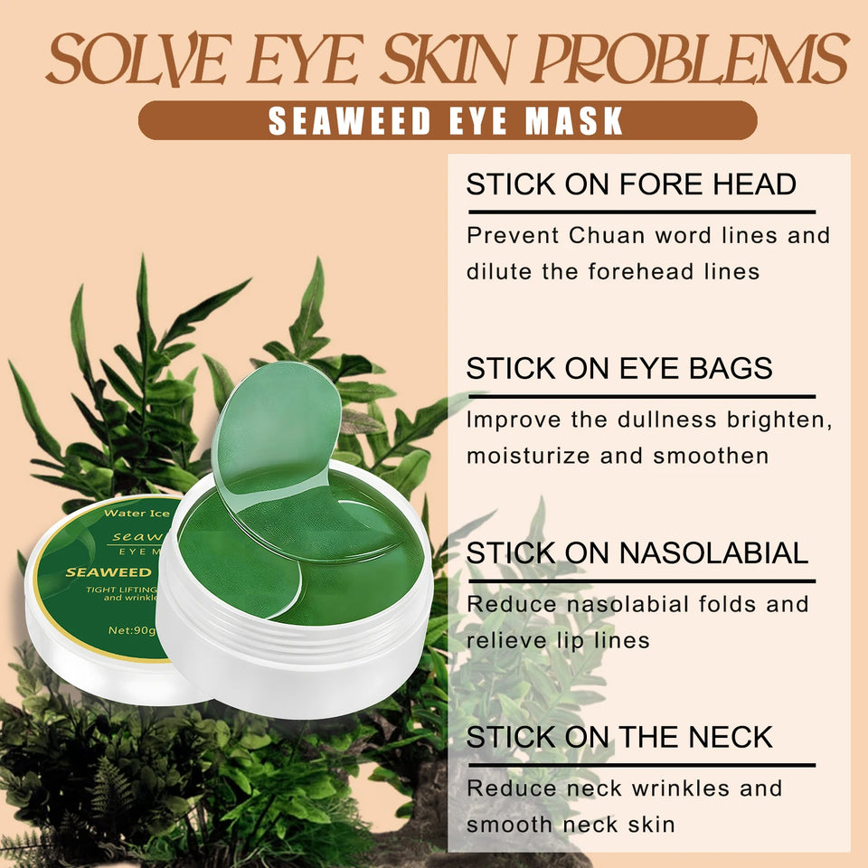 Water Ice Levin Seaweed Eye Mask - Firming Gel Patches for Dark Circles, Puffiness & Anti-Aging