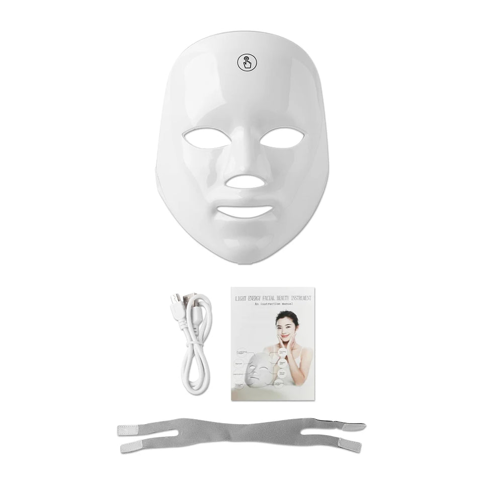 7-Color Rechargeable LED Facial Mask – Photon Light Therapy for Skin Rejuvenation, Lifting & Brightening