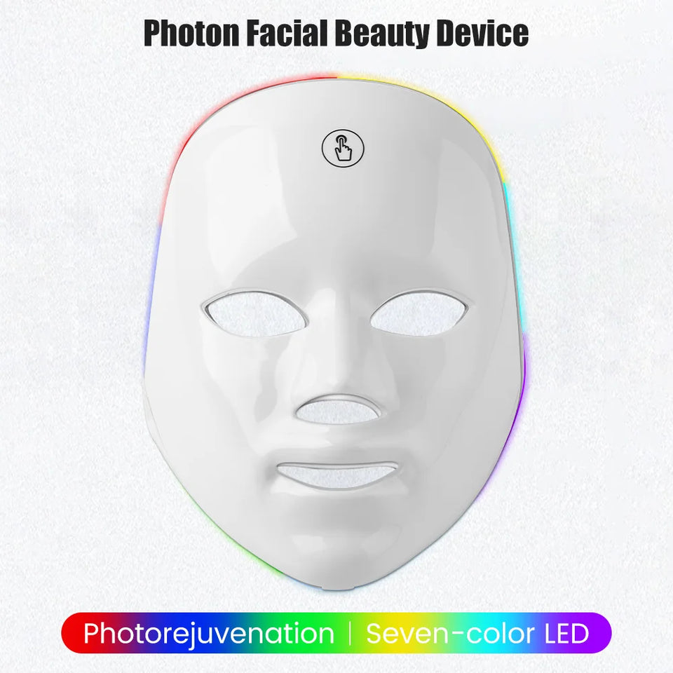 7-Color Rechargeable LED Facial Mask – Photon Light Therapy for Skin Rejuvenation, Lifting & Brightening